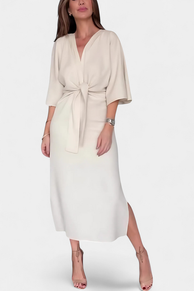 Ainhoa Vestido Casual con Escote en V y Nudo Frontal