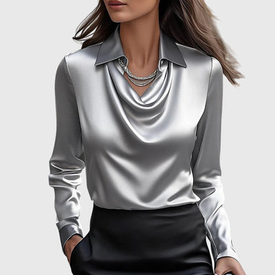 Sylvie | Blusa con brillo lujoso y cuello fruncido