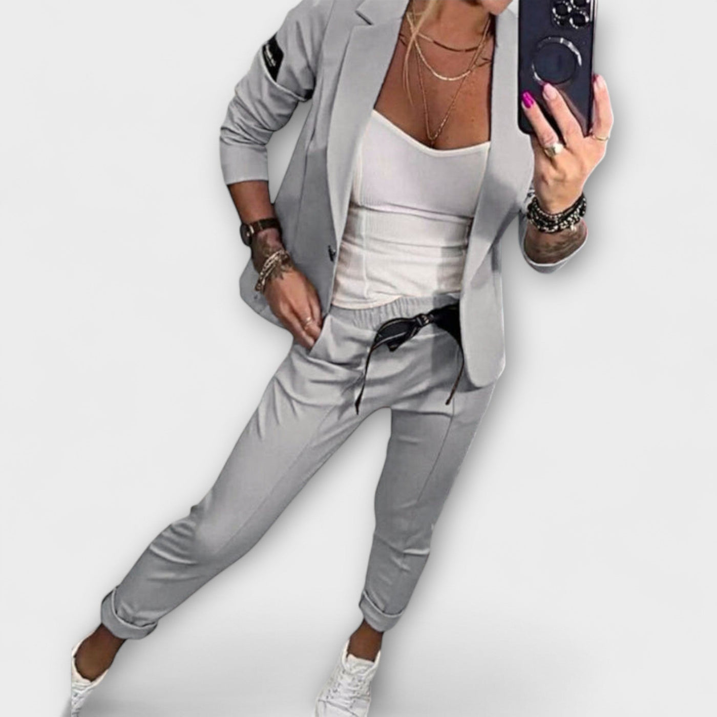 Malou - Conjunto coordinado de top, chaqueta y pantalón