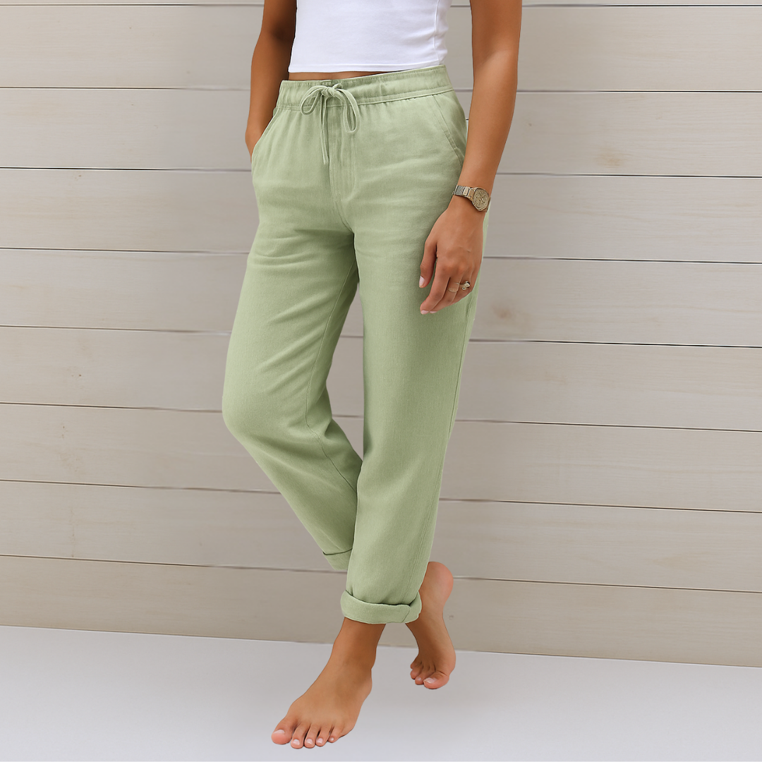 Jovi - Pantalón elástico de lino transpirable de primera calidad