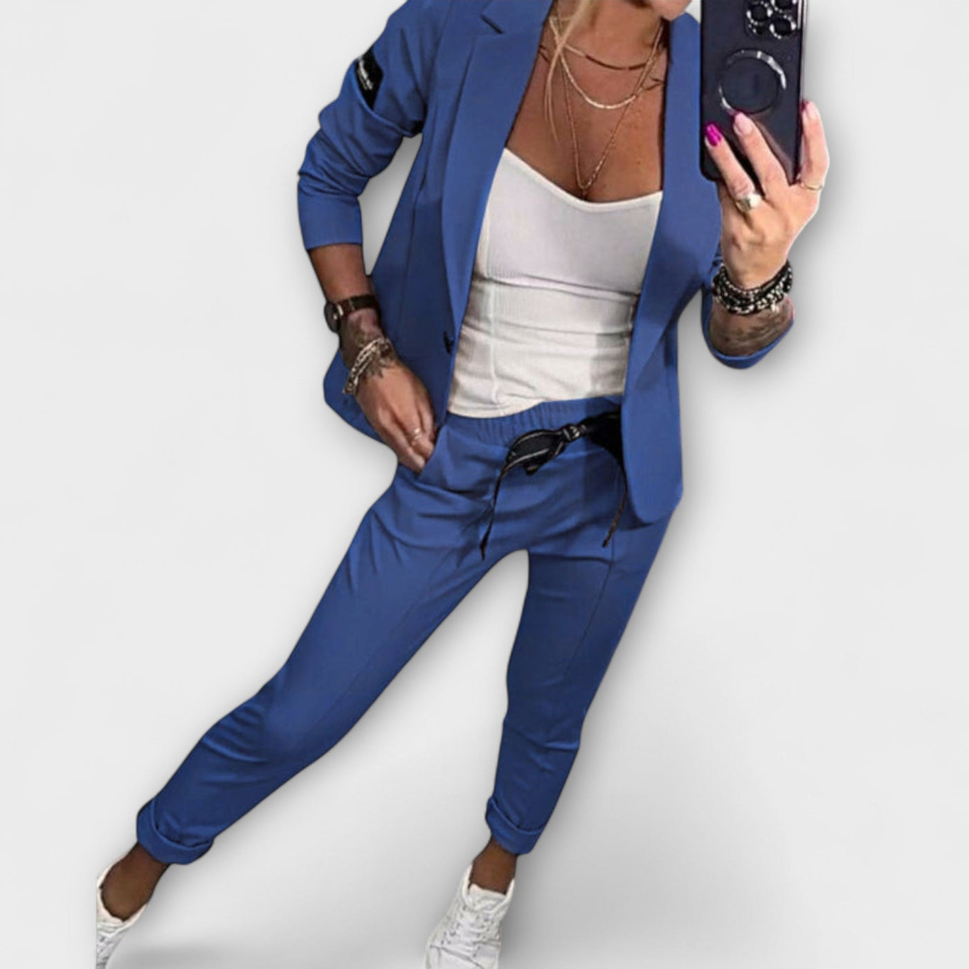 Malou - Conjunto coordinado de top, chaqueta y pantalón