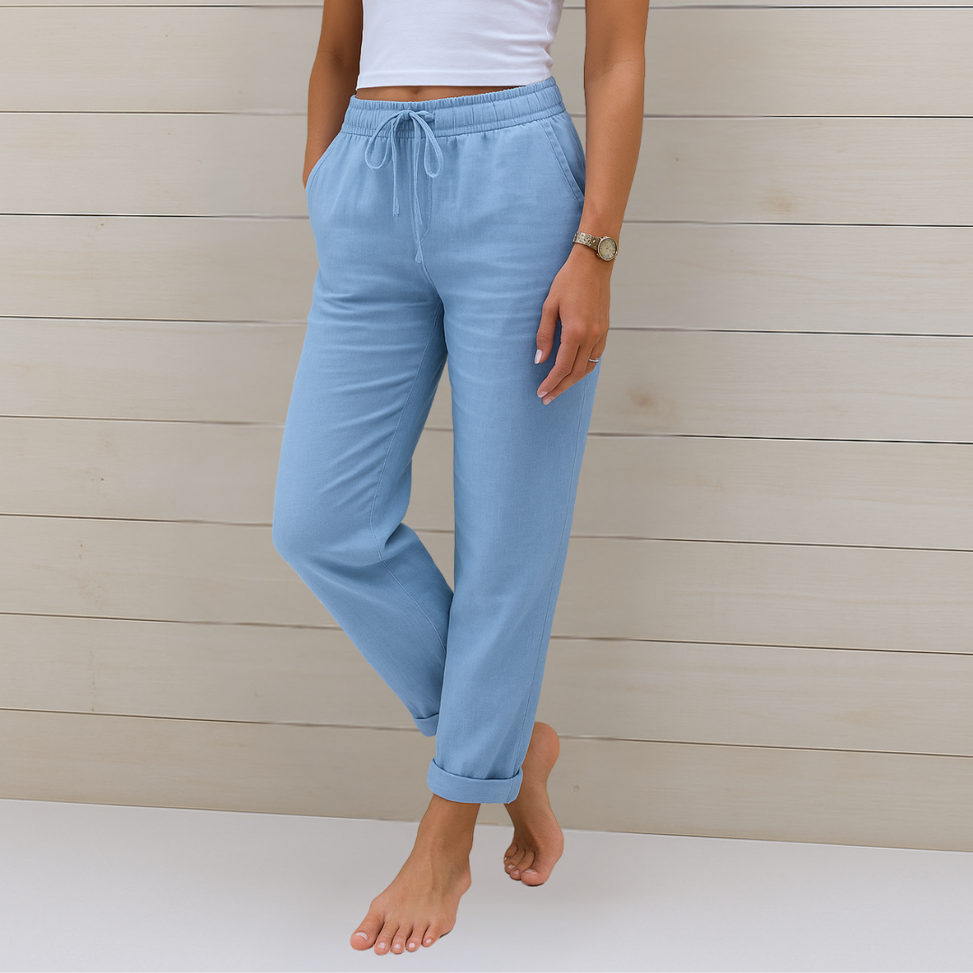 Jovi - Pantalón elástico de lino transpirable de primera calidad