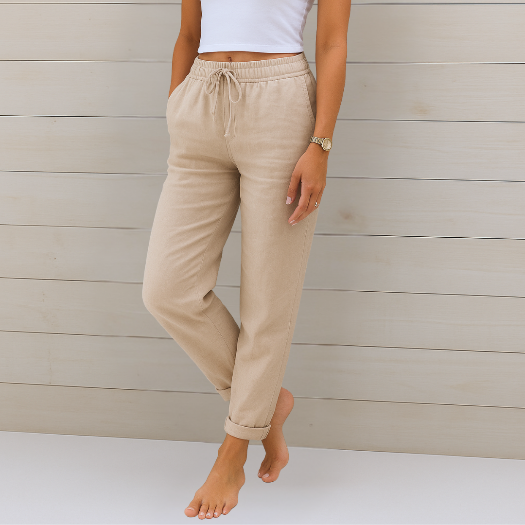 Jovi - Pantalón elástico de lino transpirable de primera calidad