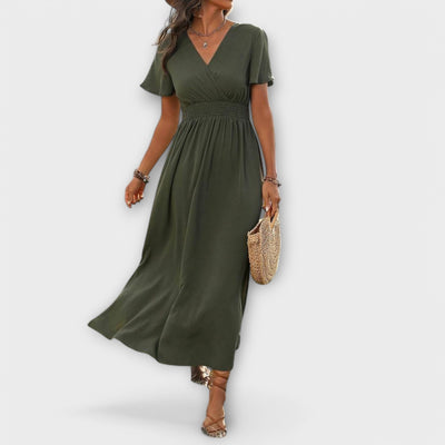 Heather - Elegante vestido boho con escote en V y mangas largas