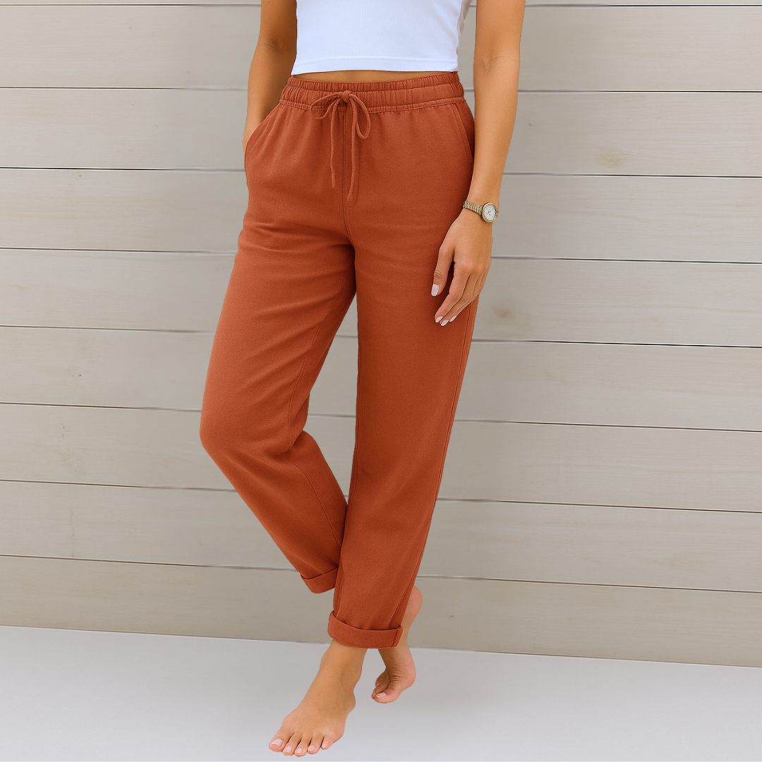 Jovi - Pantalón elástico de lino transpirable de primera calidad