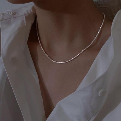 Conjunto de collar de plata con luz de estrellas