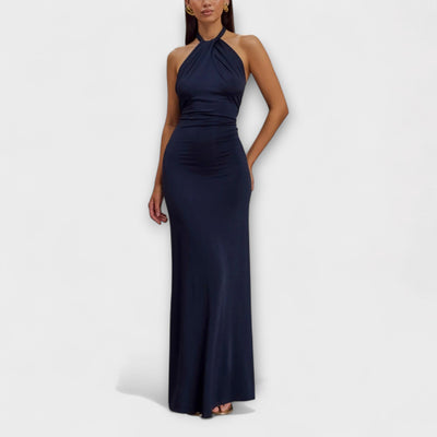 Vestido maxi halter con escote en V Lagoon