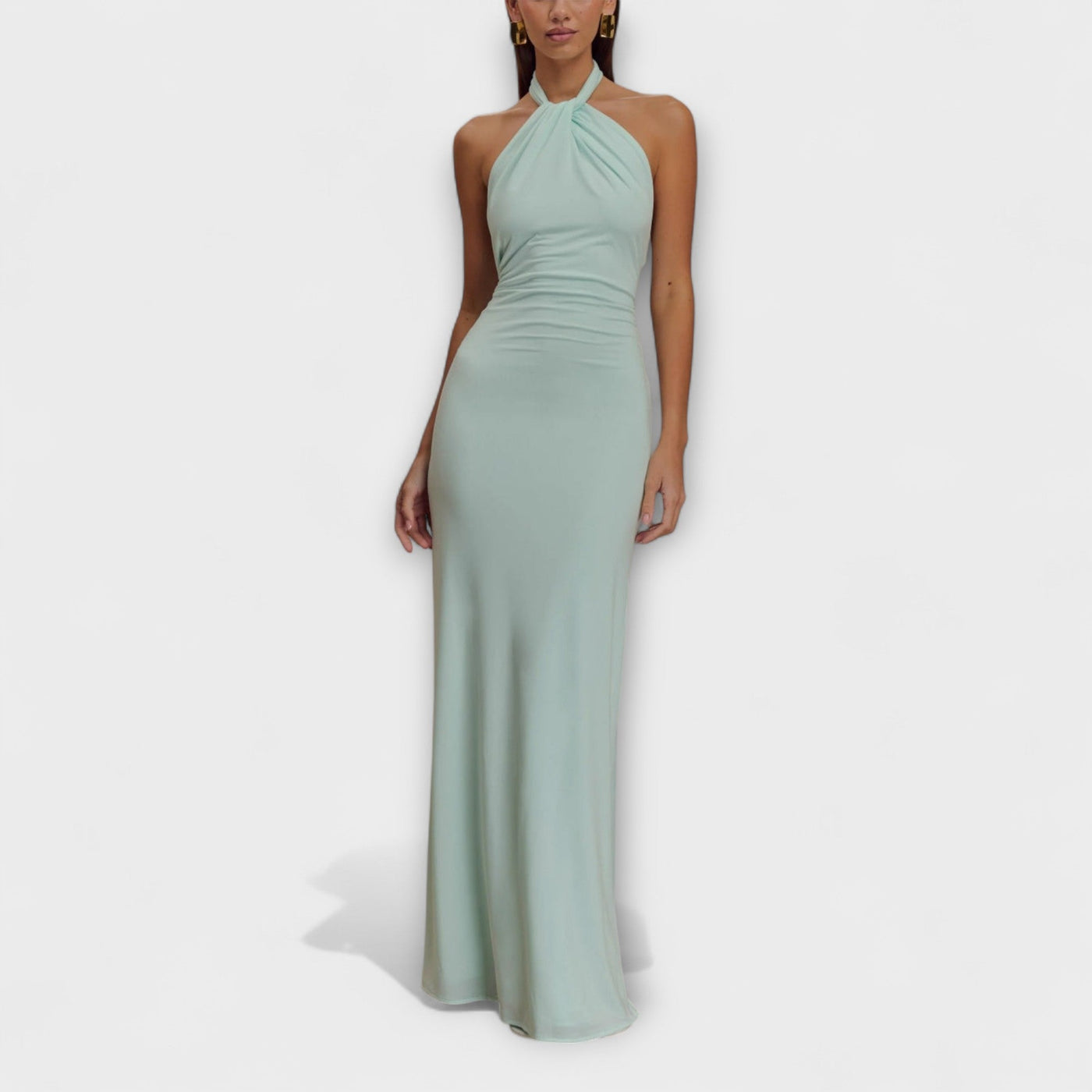 Vestido maxi halter con escote en V Lagoon