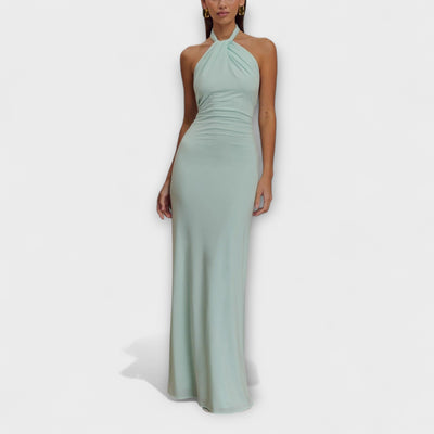 Vestido maxi halter con escote en V Lagoon