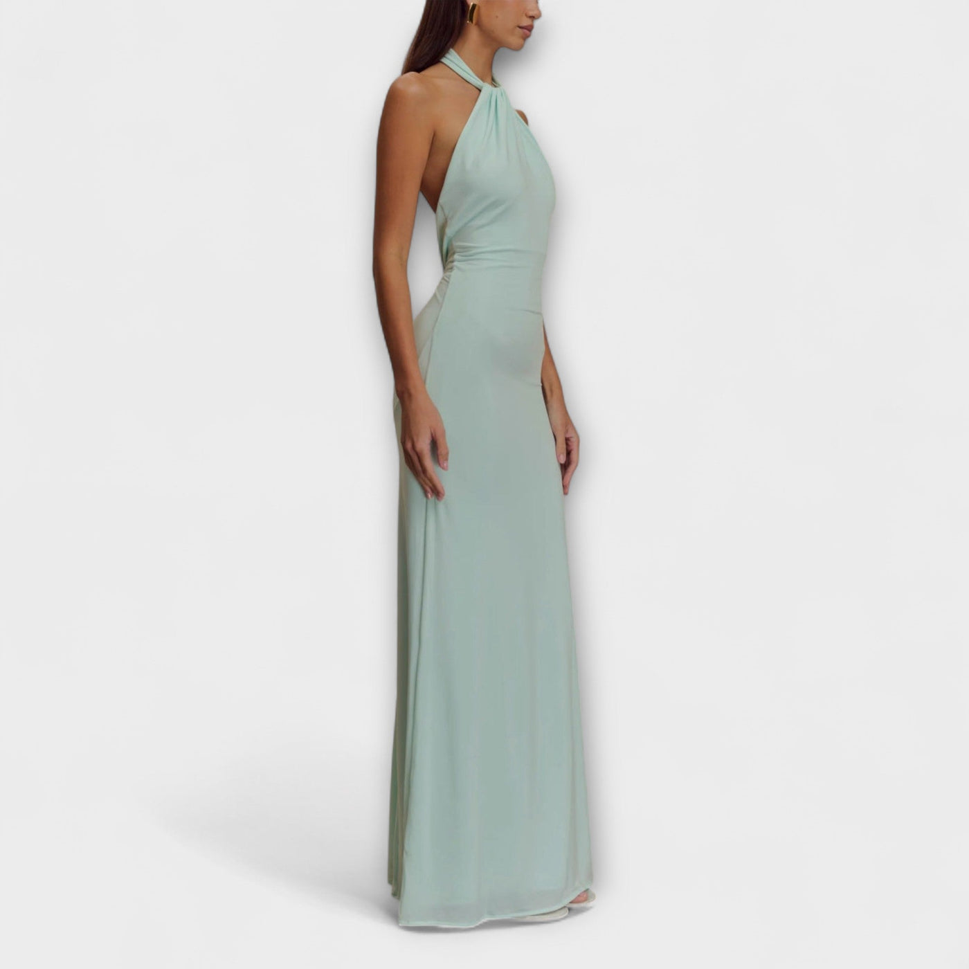 Vestido maxi halter con escote en V Lagoon