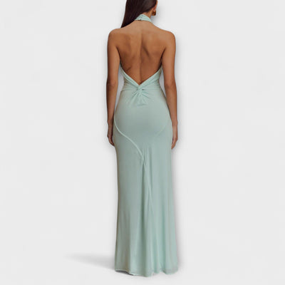 Vestido maxi halter con escote en V Lagoon