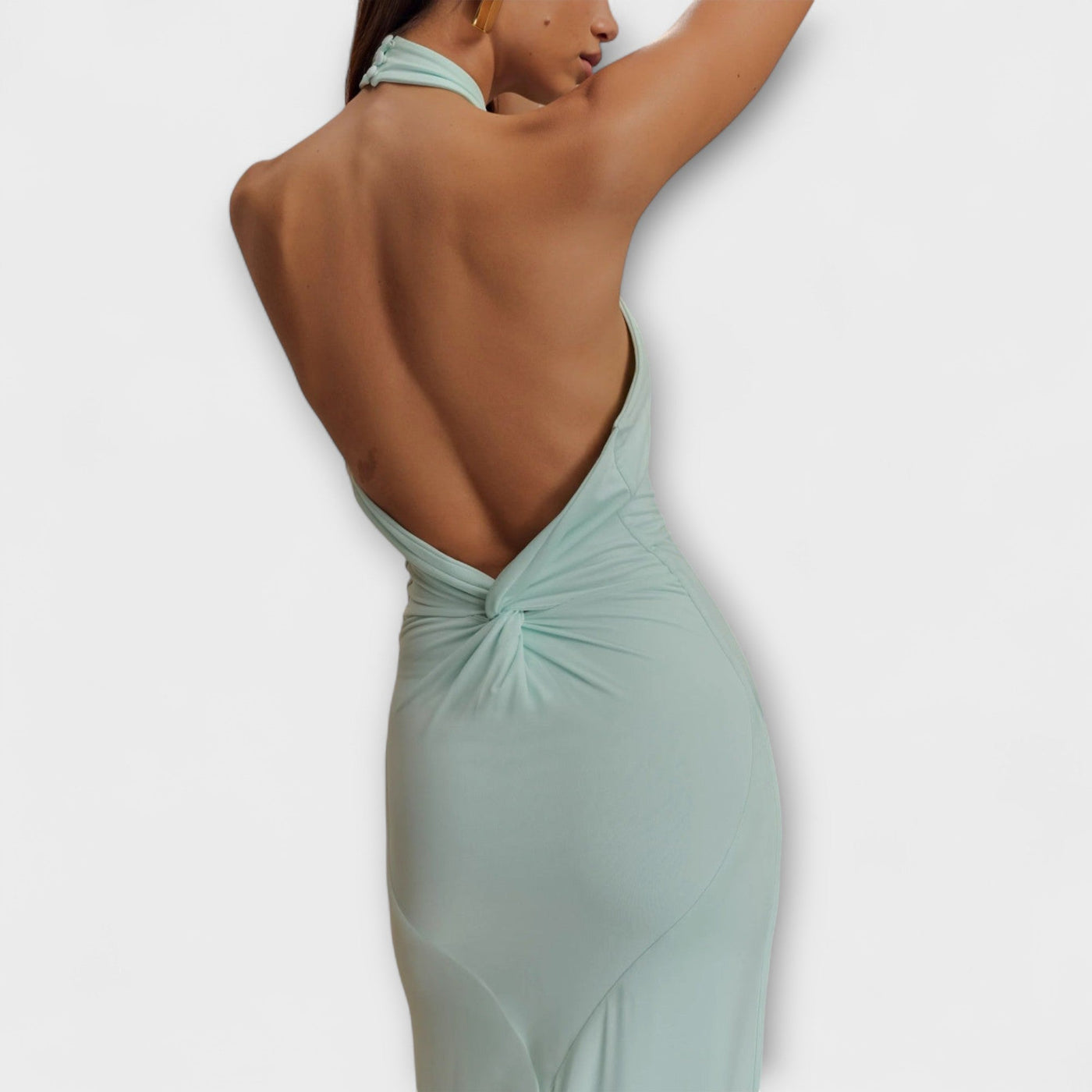 Vestido maxi halter con escote en V Lagoon