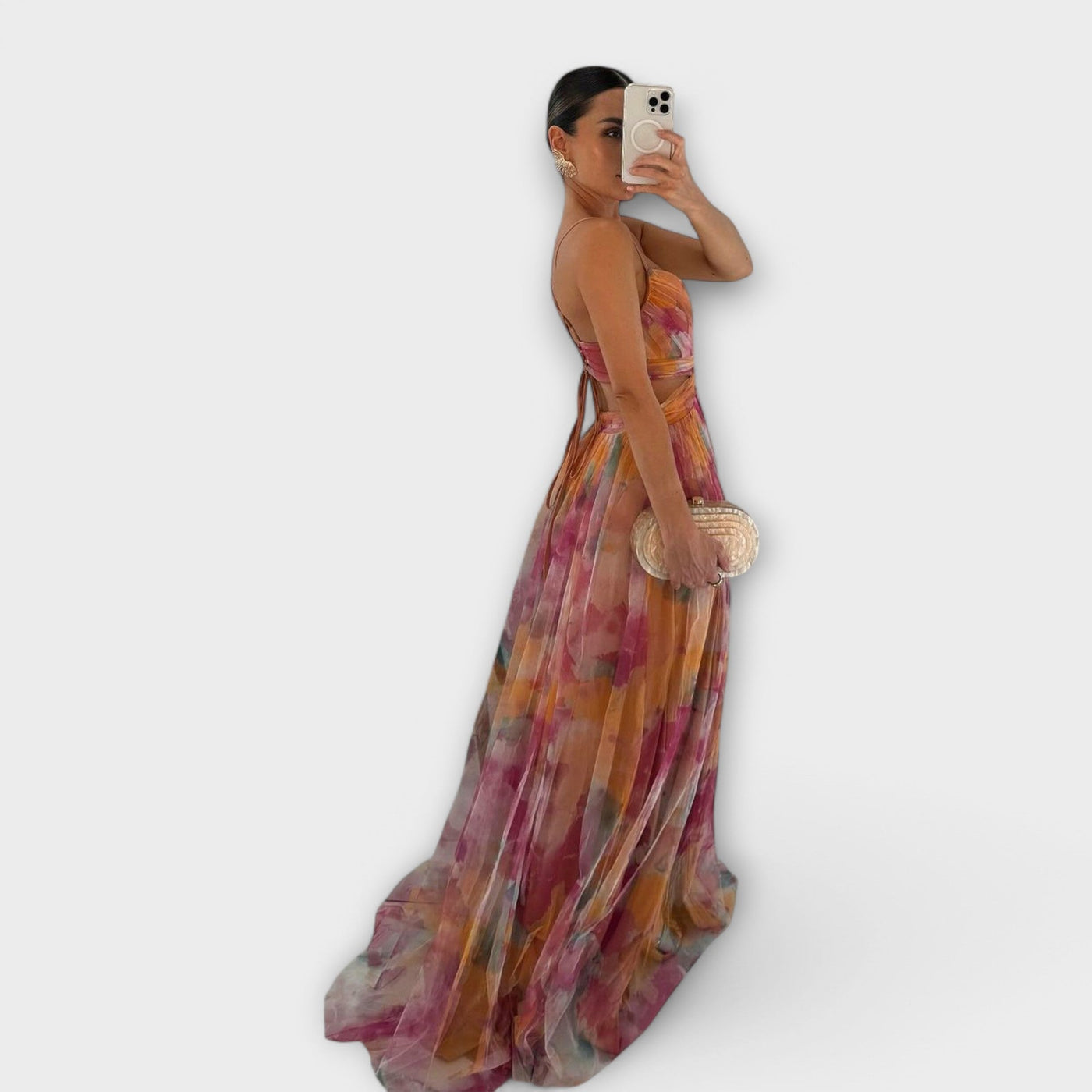 Vestido largo Annai Mesh - Elegante y ajustado al cuerpo