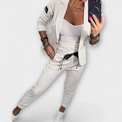 Malou - Conjunto coordinado de top, chaqueta y pantalón