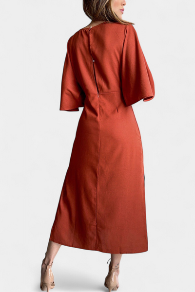Ainhoa Vestido Casual con Escote en V y Nudo Frontal