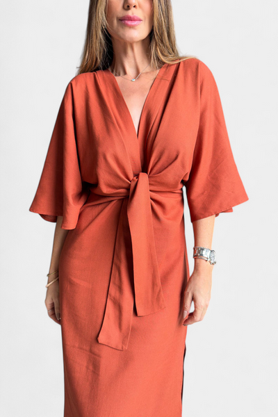Ainhoa Vestido Casual con Escote en V y Nudo Frontal