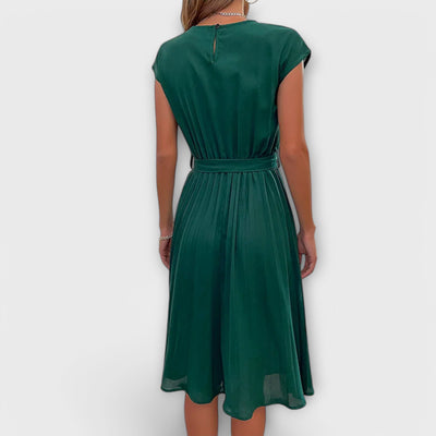 Claire - Vestido corto de manga corta plisado y casual