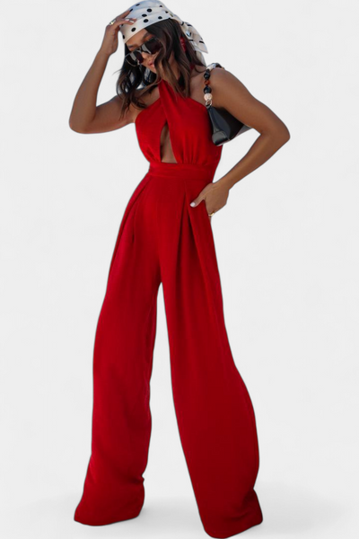Jessica Mono Halter Cruzado sin Espalda y Pierna Ancha