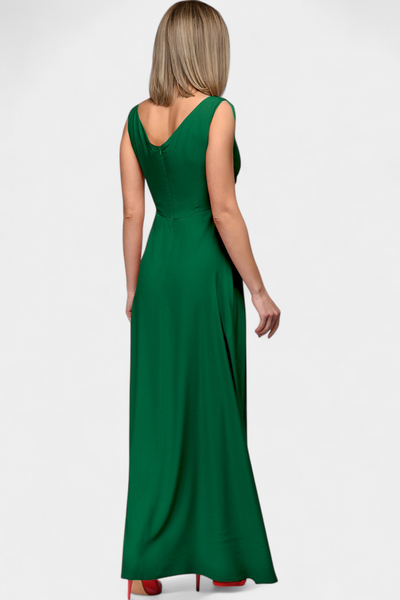 Rocío Vestido Largo con Drapeado Frontal y Escote Cruzado