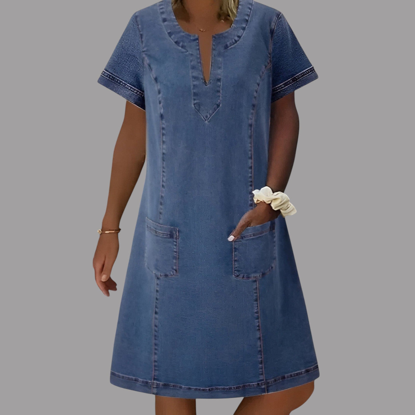 Julia - Vestido vaquero suave con bolsillos frontales