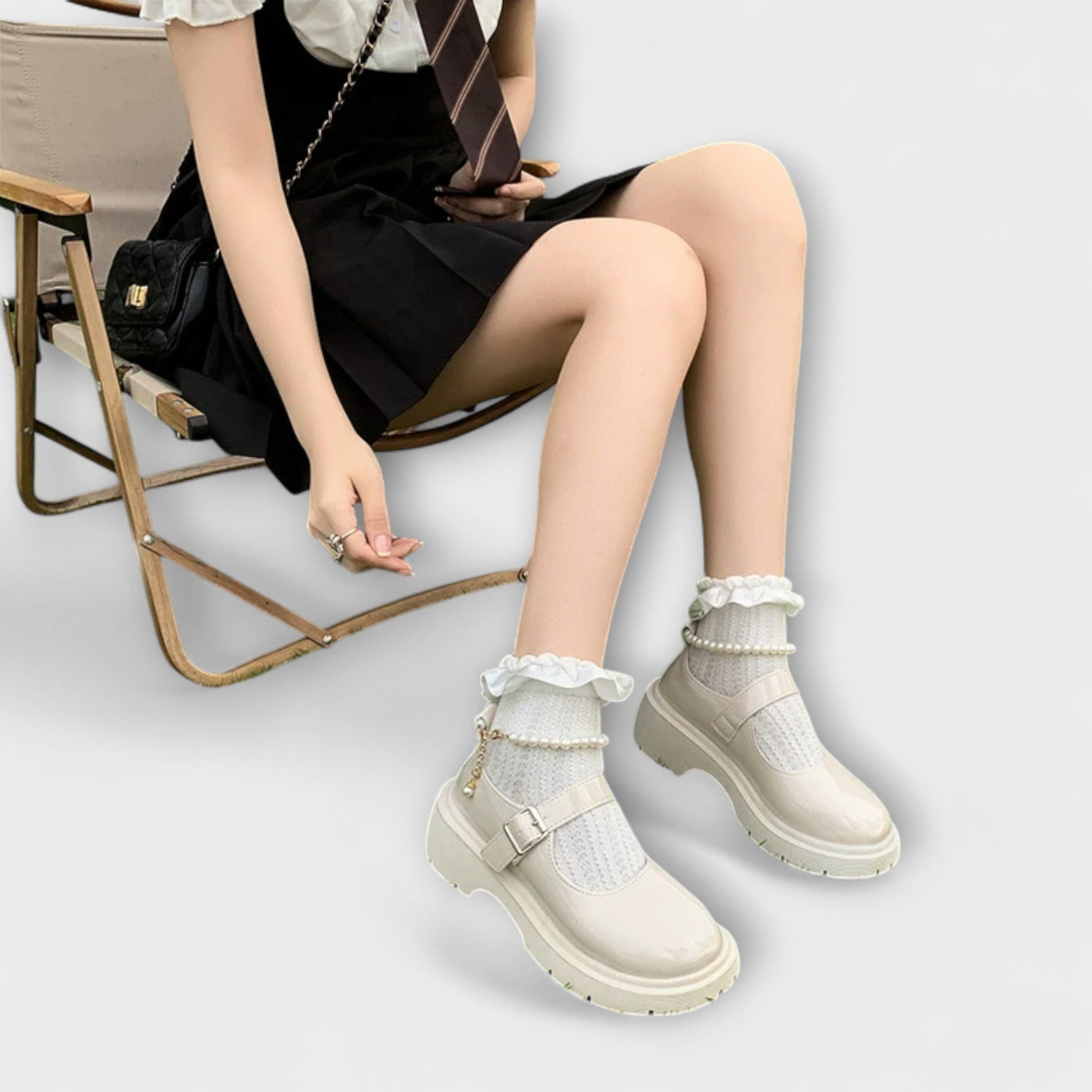 Zapatos de tacón Mary Jane de perlas Luxus