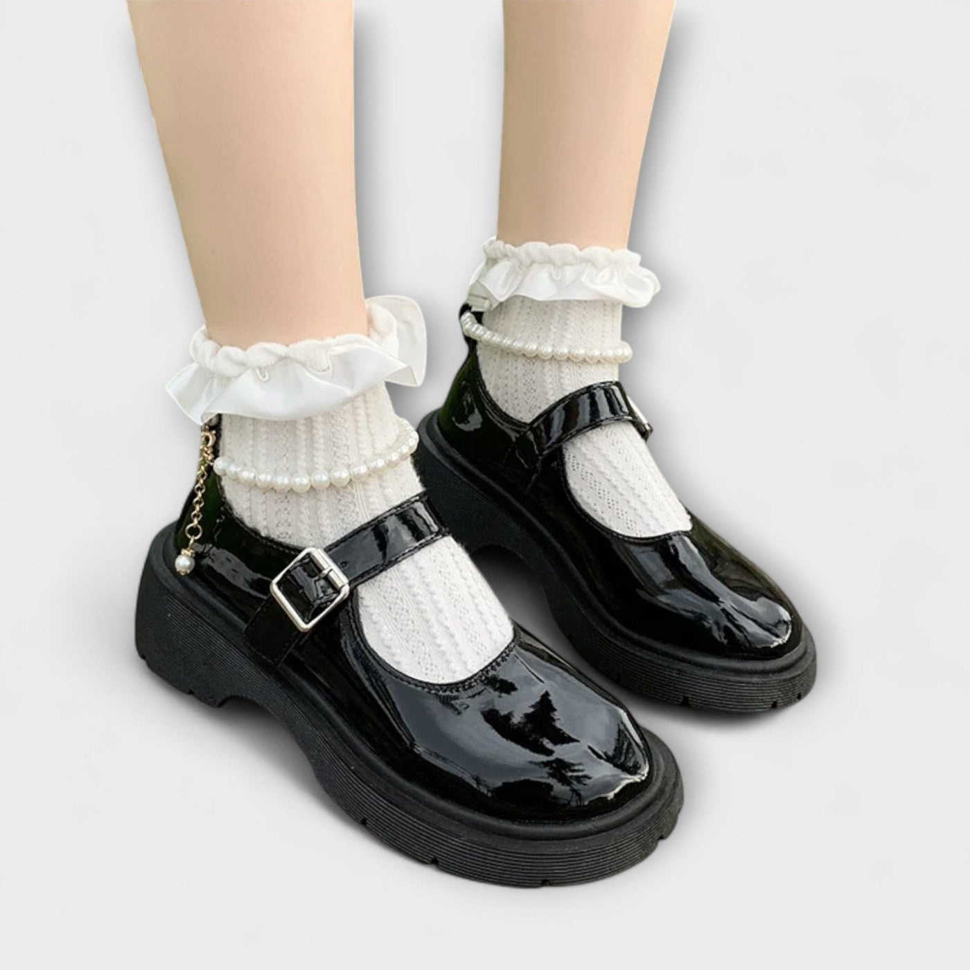 Zapatos de tacón Mary Jane de perlas Luxus