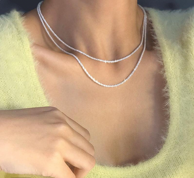 Conjunto de collar de plata con luz de estrellas