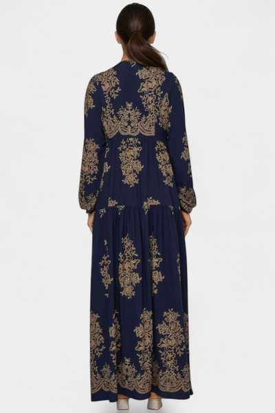 Yaiza Vestido Maxi con Aire Bohemio y Estampado Vintage