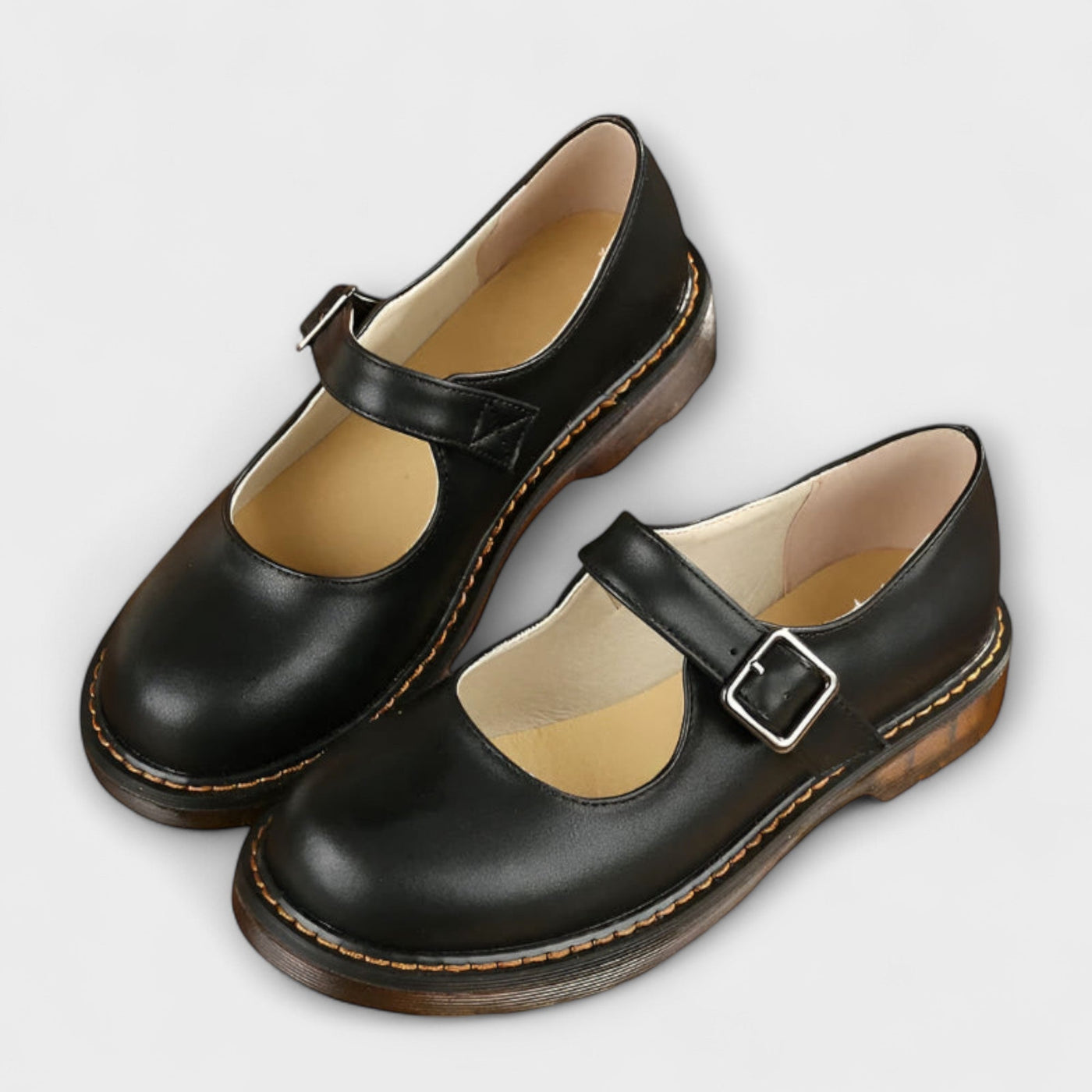 Zapatos vintage para mujer Mary Jane – Zapatos clásicos de cuero con correa y plantilla cómoda