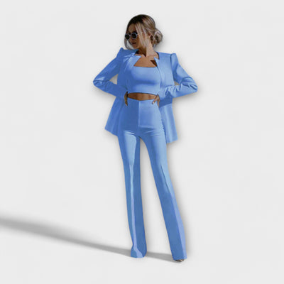 Selina - Conjunto de 3 piezas elegante (Chaqueta, Top, Pantalones)