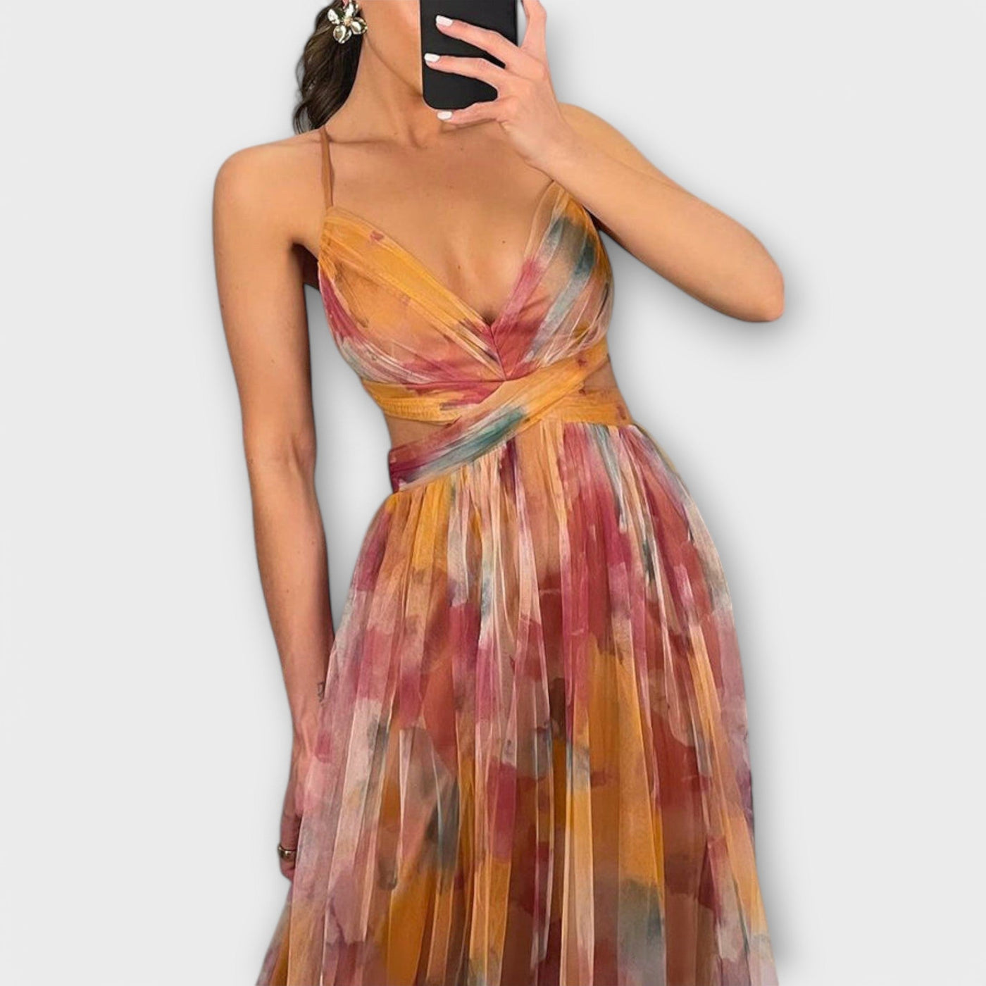 Vestido largo Annai Mesh - Elegante y ajustado al cuerpo