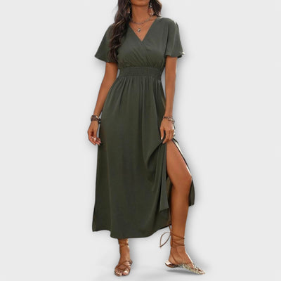 Heather - Elegante vestido boho con escote en V y mangas largas