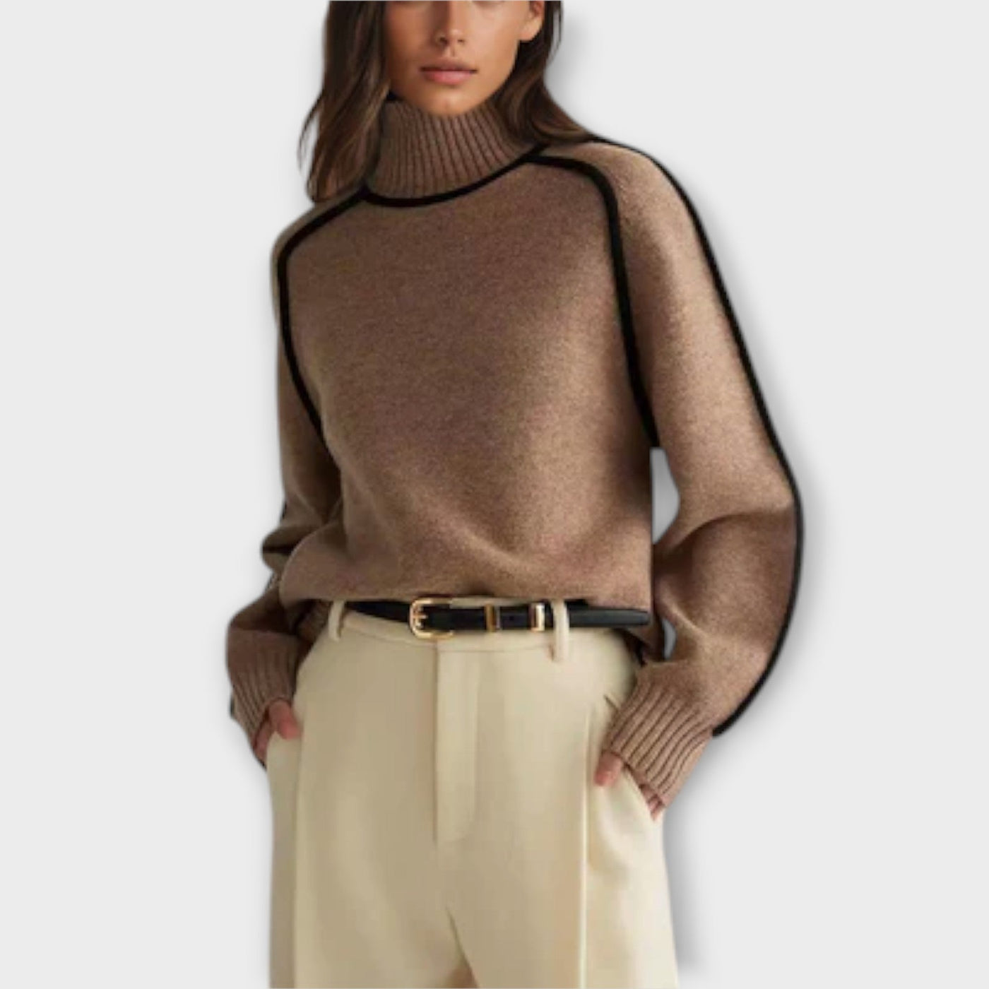 Emilie - Suéter de punto con cuello alto suave y elegante