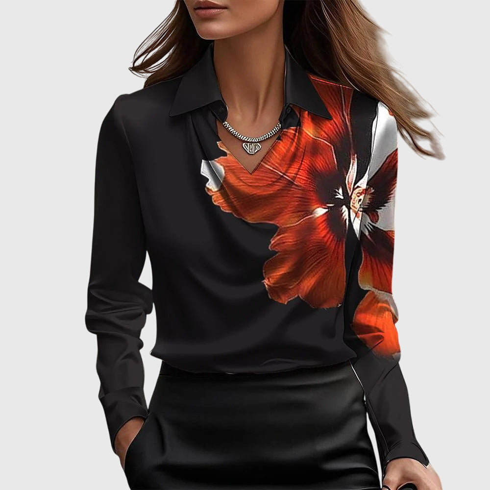 Sylvie | Blusa con brillo lujoso y cuello fruncido