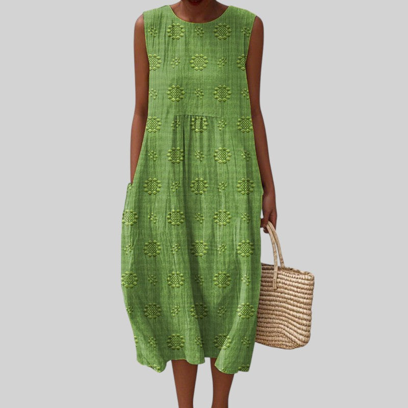 Trully - Vestido de algodón sin mangas con bolsillos