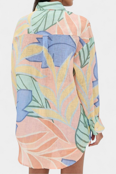 Lumina Conjunto Tropical de Camisa Holgada y Shorts de Cintura Alta