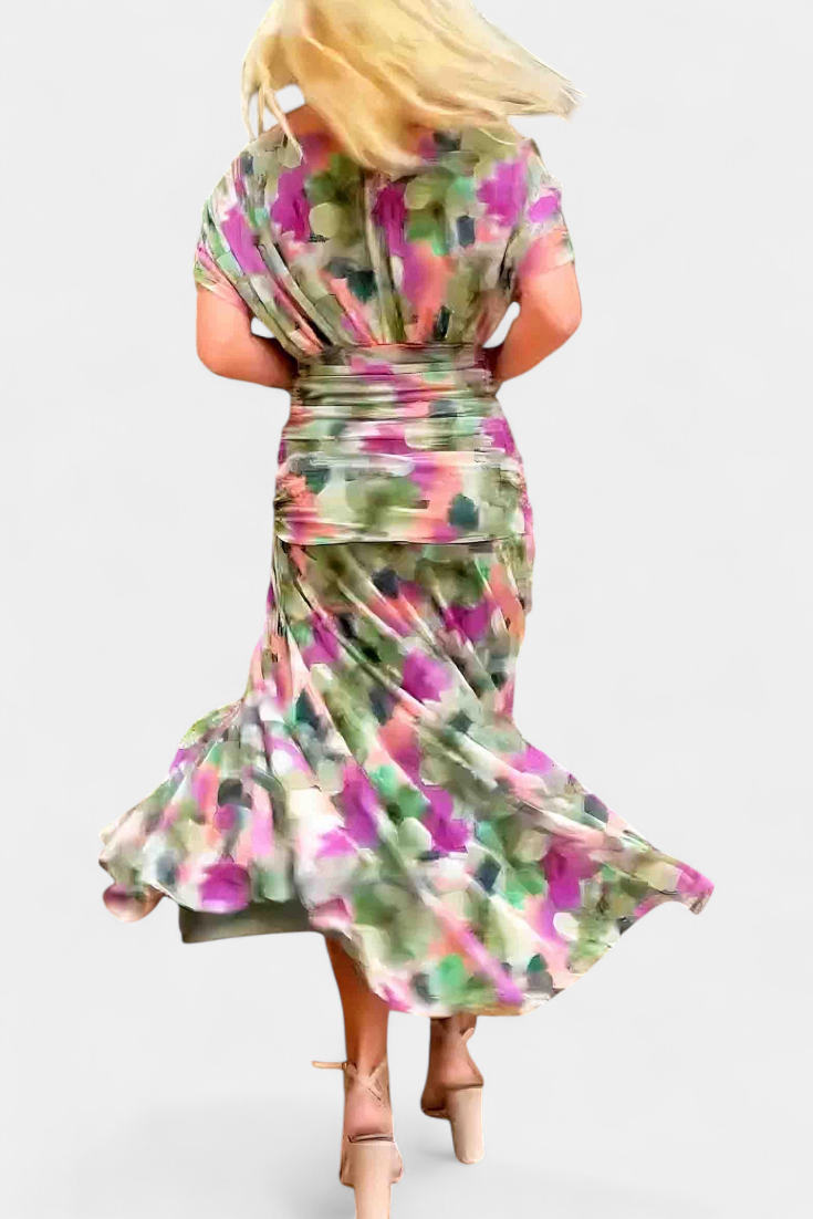 Alondra Vestido Largo Floral Fantasía con Escote en V