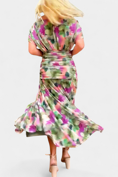 Alondra Vestido Largo Floral Fantasía con Escote en V