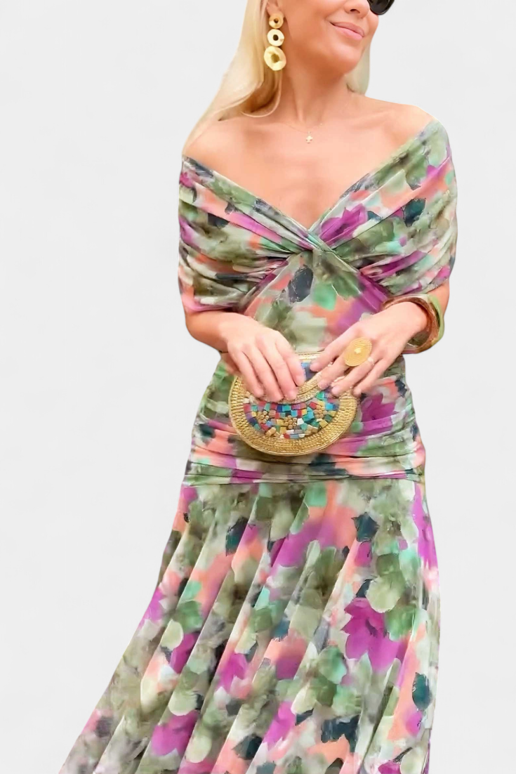 Alondra Vestido Largo Floral Fantasía con Escote en V