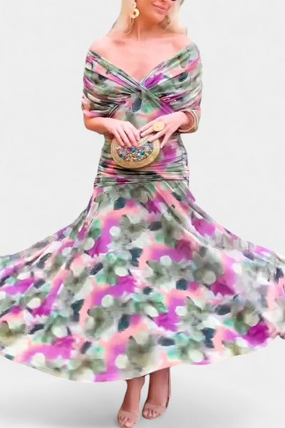 Alondra Vestido Largo Floral Fantasía con Escote en V